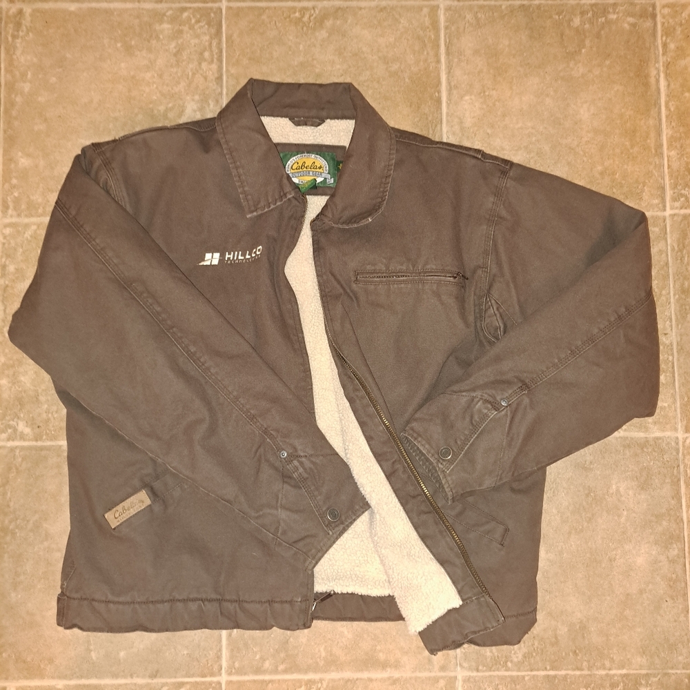 Cabela's outdoor gear jacket, sherpa lining. Men's XL dark brown